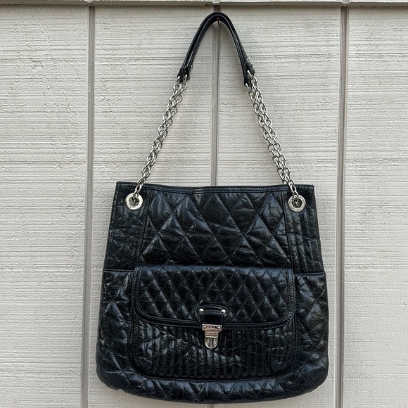 coach Poppy Quilted Black Leather Slim Tote - Picture 1 of 16